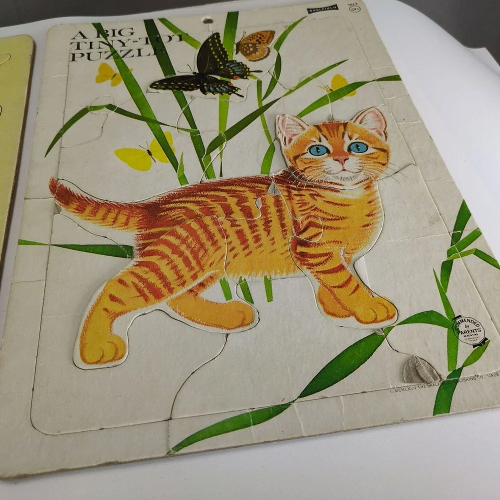 Vintage Set of‎ 2 1960s Large Inlaid Puzzles Child Guidance & Saalfield Made USA